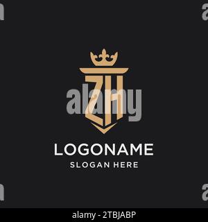 ZH monogram with medieval style, luxury and elegant initial logo design ideas Stock Vector