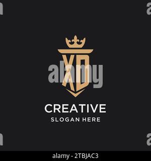 XD monogram with medieval style, luxury and elegant initial logo design ideas Stock Vector