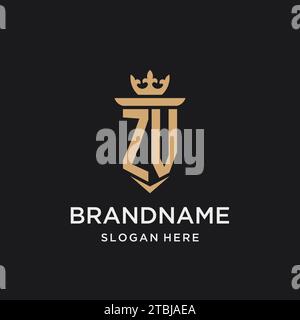 ZV monogram with medieval style, luxury and elegant initial logo design ideas Stock Vector