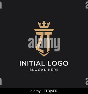 ZT monogram with medieval style, luxury and elegant initial logo design ideas Stock Vector