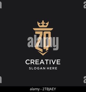 ZQ monogram with medieval style, luxury and elegant initial logo design ideas Stock Vector