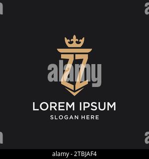 ZZ monogram with medieval style, luxury and elegant initial logo design ideas Stock Vector