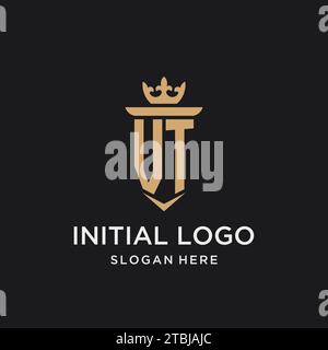 VT monogram with medieval style, luxury and elegant initial logo design ideas Stock Vector