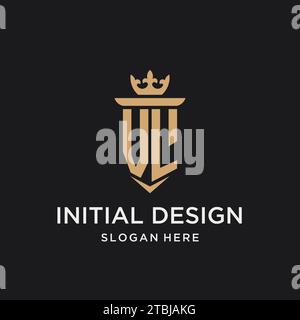 VL monogram with medieval style, luxury and elegant initial logo design ideas Stock Vector