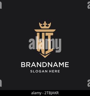 WI monogram with medieval style, luxury and elegant initial logo design ideas Stock Vector