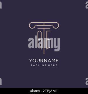 AE initial with pillar logo design, luxury law office logo style design ideas Stock Vector