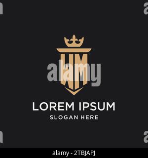 WM monogram with medieval style, luxury and elegant initial logo design ideas Stock Vector
