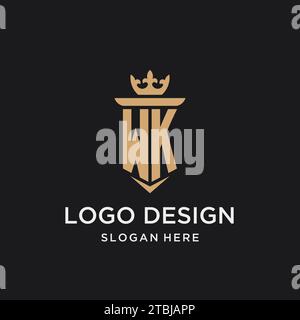 WK monogram with medieval style, luxury and elegant initial logo design ideas Stock Vector