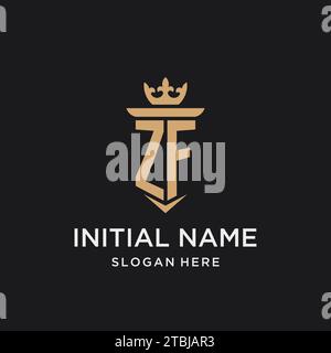 ZF monogram with medieval style, luxury and elegant initial logo design ideas Stock Vector