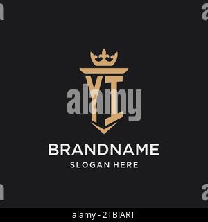 YI monogram with medieval style, luxury and elegant initial logo design ideas Stock Vector