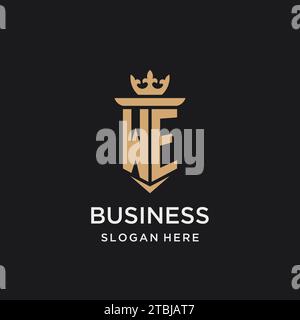 WE monogram with medieval style, luxury and elegant initial logo design ideas Stock Vector