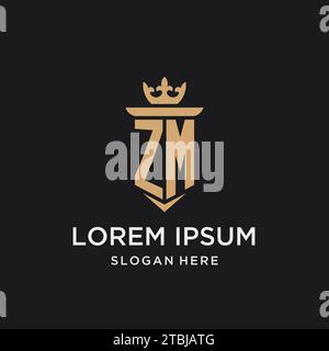 ZM monogram with medieval style, luxury and elegant initial logo design ideas Stock Vector