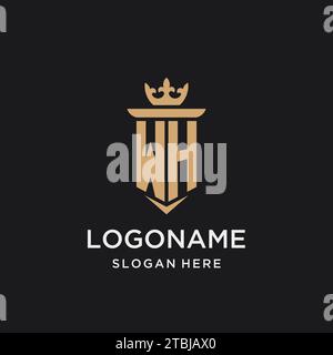 WH monogram with medieval style, luxury and elegant initial logo design ideas Stock Vector