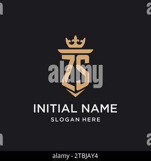 ZS monogram with medieval style, luxury and elegant initial logo design ideas Stock Vector
