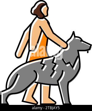 domestication animals human evolution color icon vector illustration ...