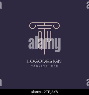 AY initial with pillar logo design, luxury law office logo style design ideas Stock Vector