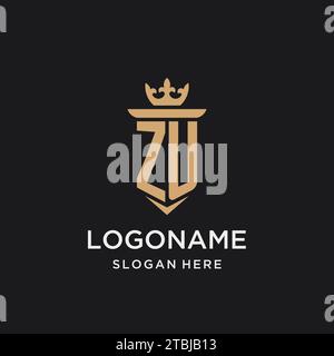 ZU monogram with medieval style, luxury and elegant initial logo design ideas Stock Vector
