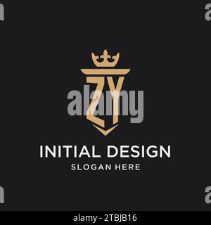 ZY monogram with medieval style, luxury and elegant initial logo design ideas Stock Vector