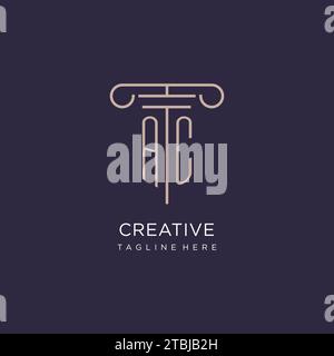 AC initial with pillar logo design, luxury law office logo style design ideas Stock Vector