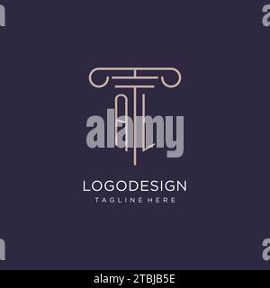 AL initial with pillar logo design, luxury law office logo style design ideas Stock Vector