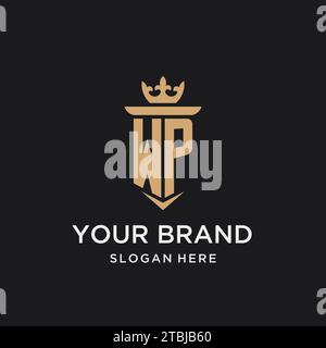 WP monogram with medieval style, luxury and elegant initial logo design ideas Stock Vector