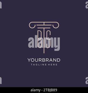 BS initial with pillar logo design, luxury law office logo style design ideas Stock Vector
