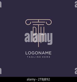 BK initial with pillar logo design, luxury law office logo style design ideas Stock Vector