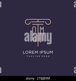 CM initial with pillar logo design, luxury law office logo style design ideas Stock Vector