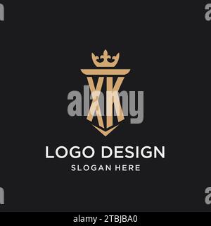 XK monogram with medieval style, luxury and elegant initial logo design ideas Stock Vector