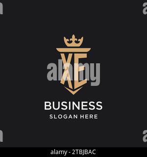 XE monogram with medieval style, luxury and elegant initial logo design ideas Stock Vector