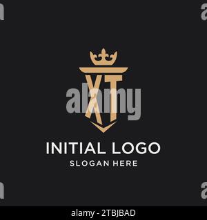 XT monogram with medieval style, luxury and elegant initial logo design ideas Stock Vector