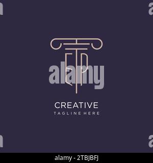 EP initial with pillar logo design, luxury law office logo style design ideas Stock Vector