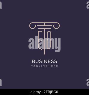 EO initial with pillar logo design, luxury law office logo style design ideas Stock Vector