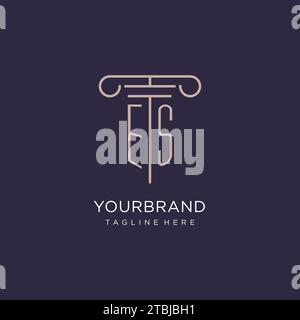 ES initial with pillar logo design, luxury law office logo style design ideas Stock Vector