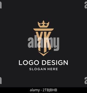 YK monogram with medieval style, luxury and elegant initial logo design ideas Stock Vector