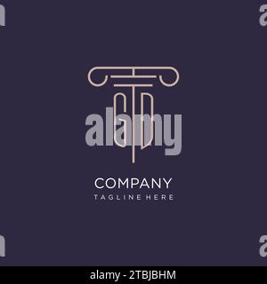 GD initial with pillar logo design, luxury law office logo style design ideas Stock Vector