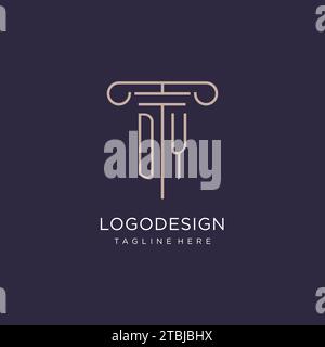 DY initial with pillar logo design, luxury law office logo style design ideas Stock Vector