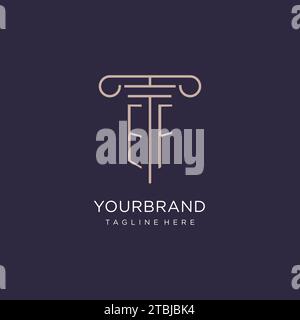 EF initial with pillar logo design, luxury law office logo style design ideas Stock Vector