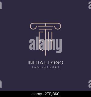 EH initial with pillar logo design, luxury law office logo style design ideas Stock Vector