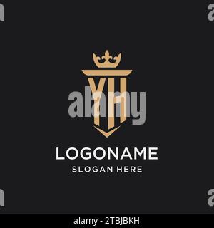 YH monogram with medieval style, luxury and elegant initial logo design ideas Stock Vector