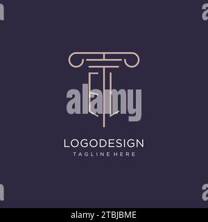 EL initial with pillar logo design, luxury law office logo style design ideas Stock Vector