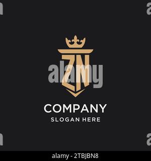 ZN monogram with medieval style, luxury and elegant initial logo design ideas Stock Vector