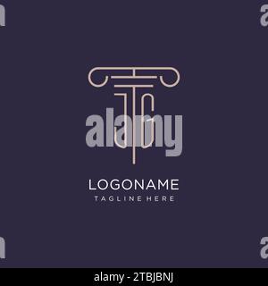 JG initial with pillar logo design, luxury law office logo style design ideas Stock Vector