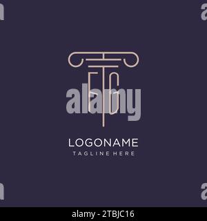 FG initial with pillar logo design, luxury law office logo style design ideas Stock Vector