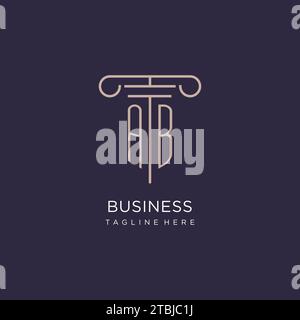 AB initial with pillar logo design, luxury law office logo style design ideas Stock Vector