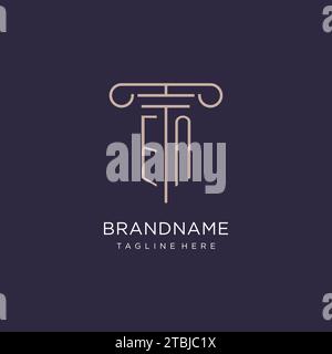 EN initial with pillar logo design, luxury law office logo style design ideas Stock Vector