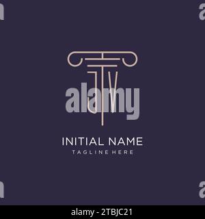 JV initial with pillar logo design, luxury law office logo style design ideas Stock Vector