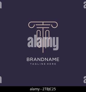 GN initial with pillar logo design, luxury law office logo style design ideas Stock Vector