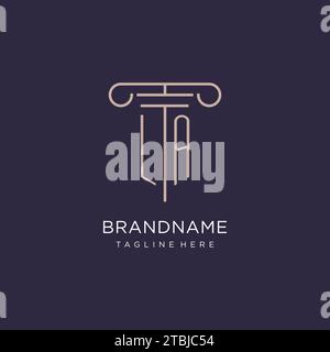 LA initial with pillar logo design, luxury law office logo style design ideas Stock Vector