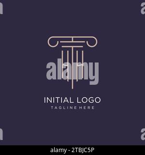 HH initial with pillar logo design, luxury law office logo style design ideas Stock Vector